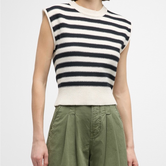 VERONICA BEARD Vera Striped Sleeveless Sweater - Picture 2 of 13